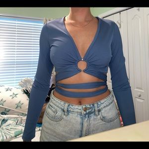 Adorable long sleeve cross body top